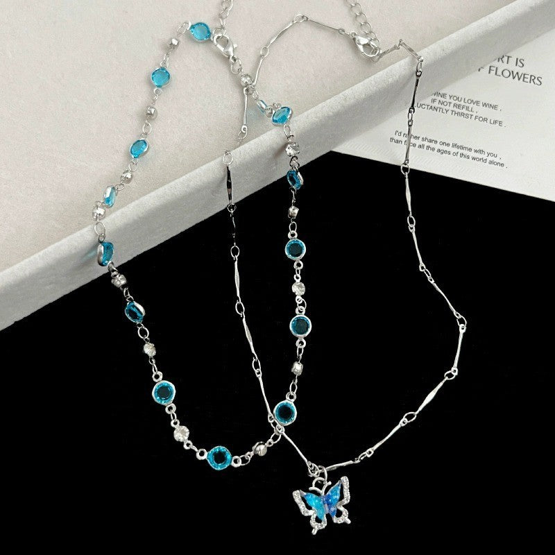 Twin Butterfly Female Light Luxury Minority High Sense Clavicle Necklaces