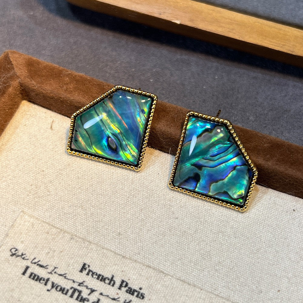 Women's Abalone Shell Series Gold Plated Environmental Protection Fashion French High-grade Earrings