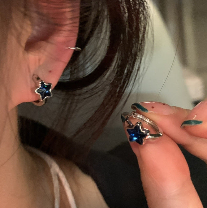 Women's Fashionable Blue Star High-grade Earclip Minority Earrings