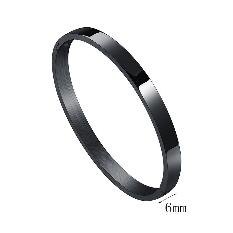 Women's & Men's Glossy Titanium Steel Couples Openings Stainless Simple Bracelets