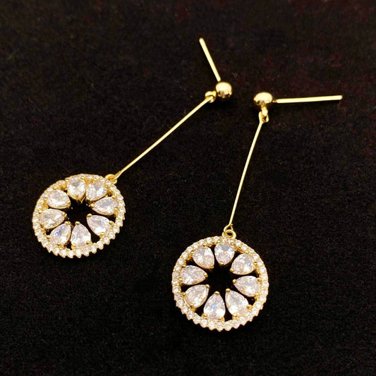 Women's Austrian Crystal Roulette Wheel Diamond In The Debris Geometric Shining Earrings