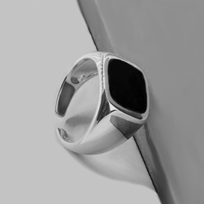 Fashion Geometry Pattern Square Round Smooth Opening Male Rings
