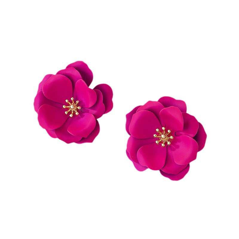 Vacation Style Colored Flower Fresh Elegant Earrings