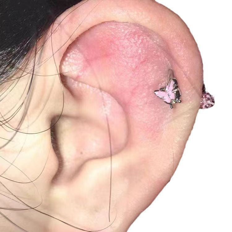 Pink Butterfly Female Minority Fashion High-grade Stud Earrings