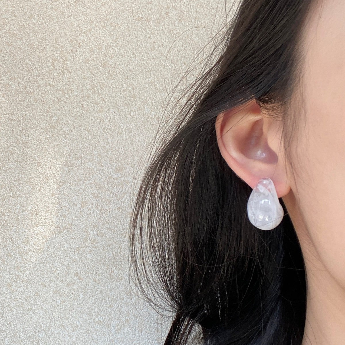 Colorful Fresh Jelly Ear Square Round Face Holiday Stud Earrings