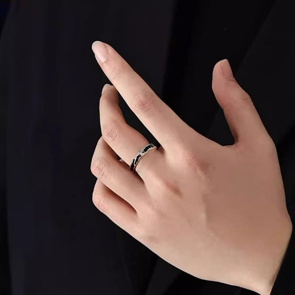 Men's Metal Fashion Dark Style Epoxy Asterism Open Ring