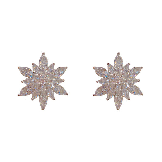 Snowflake Ear Female Temperament Affordable Luxury Fashion Personality Generous Sier Stud Earrings