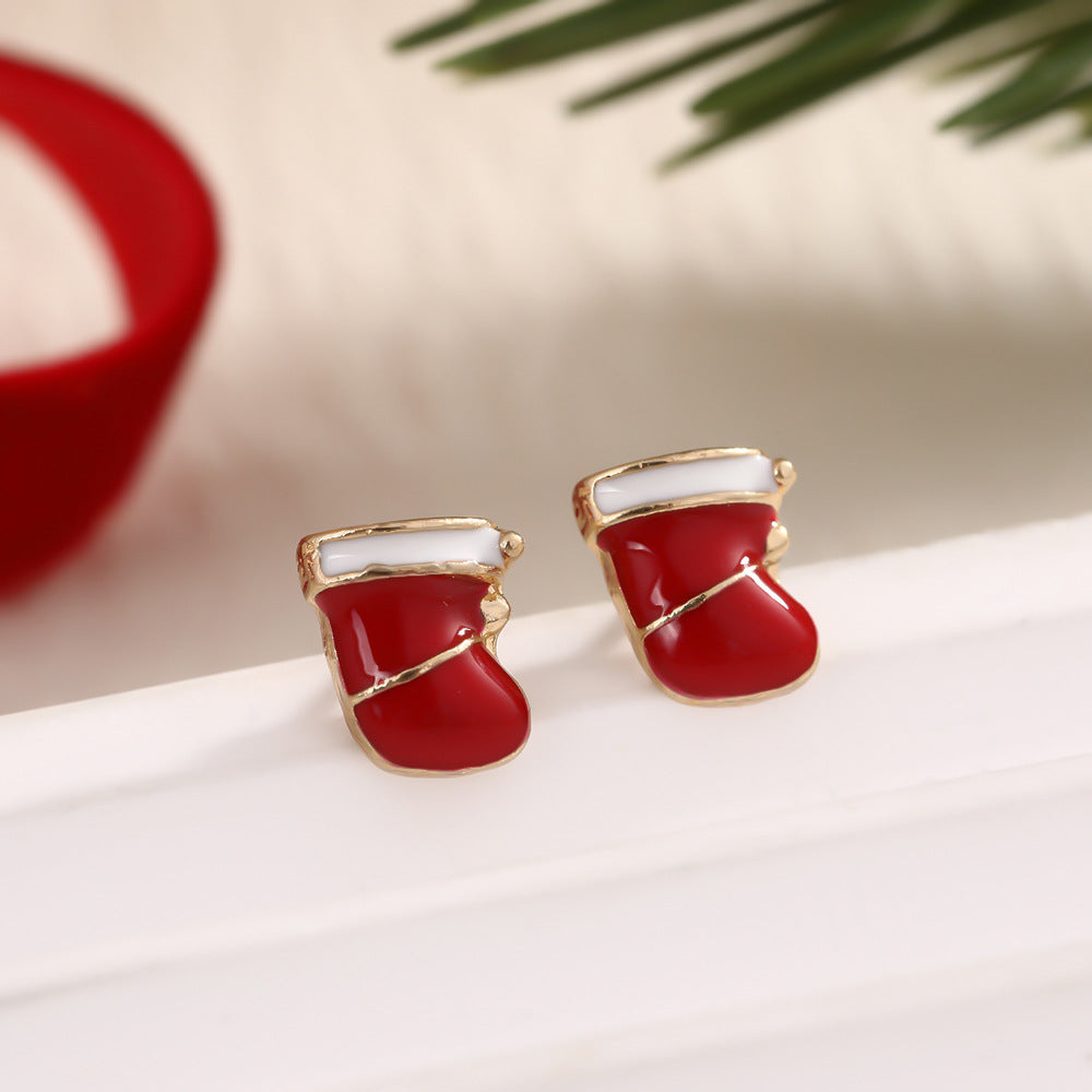 Fashion Elk Tree Snowflake Rhinestone Personalized Stud Earrings
