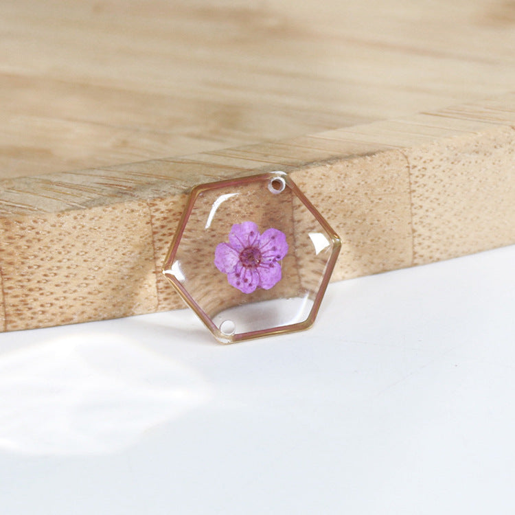 Hexagonal Dried Flower Gold Sier Colored Flowers Bracelets