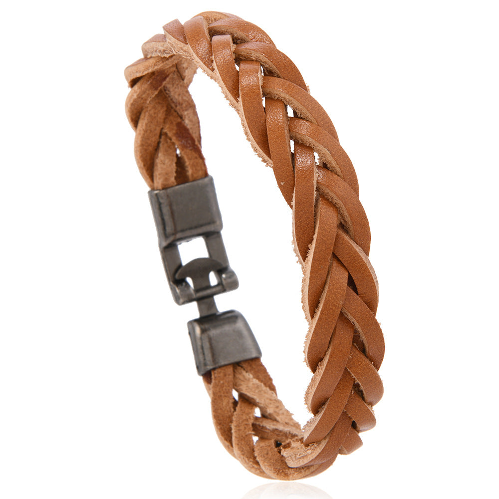 Men's Weave Cattle Leather Simple Fashion Hand-knitted Bracelets