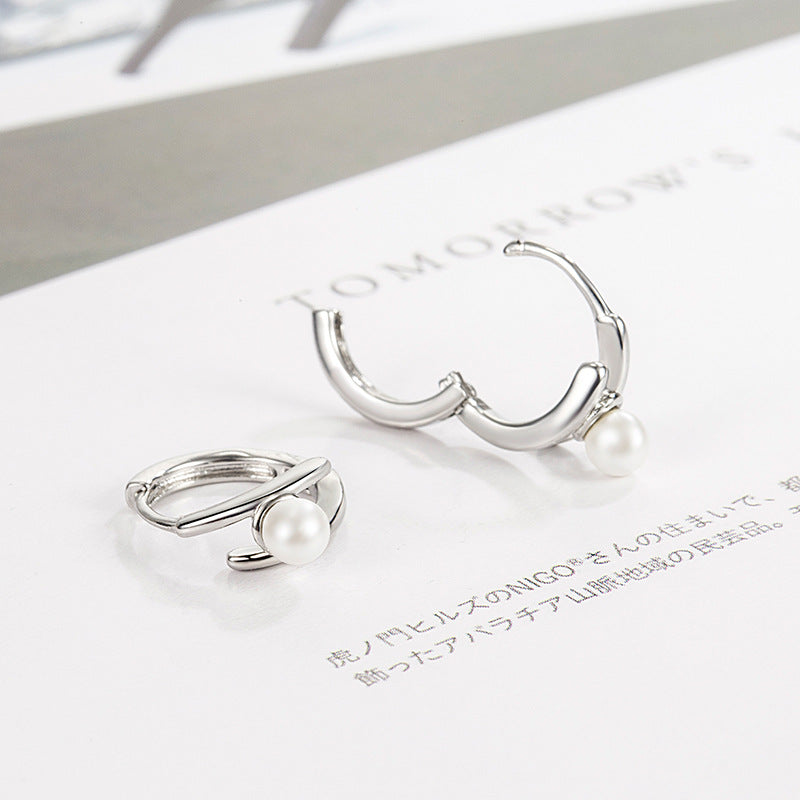 Women's Simple Elegant Pearl Double Line Clip Series Rings