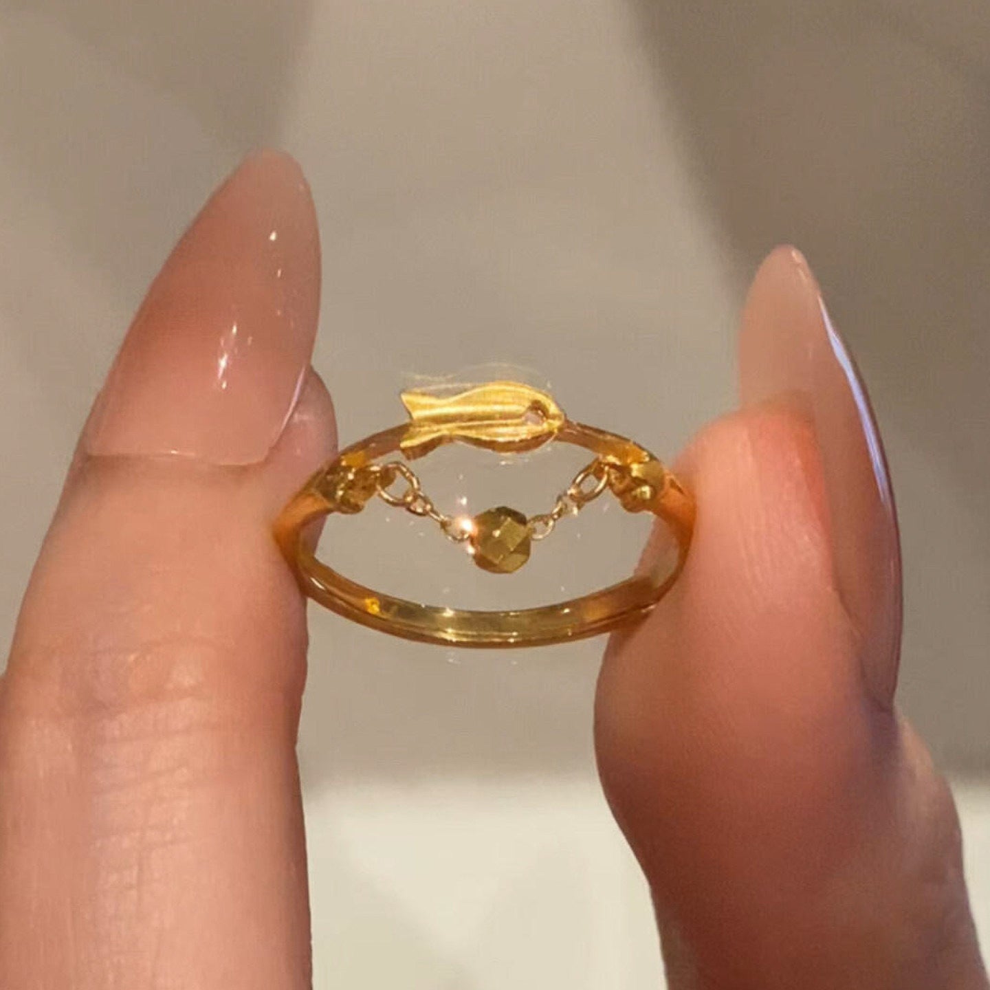 Yu Female Refined Personalized Niche Golden Chain Opening Ring