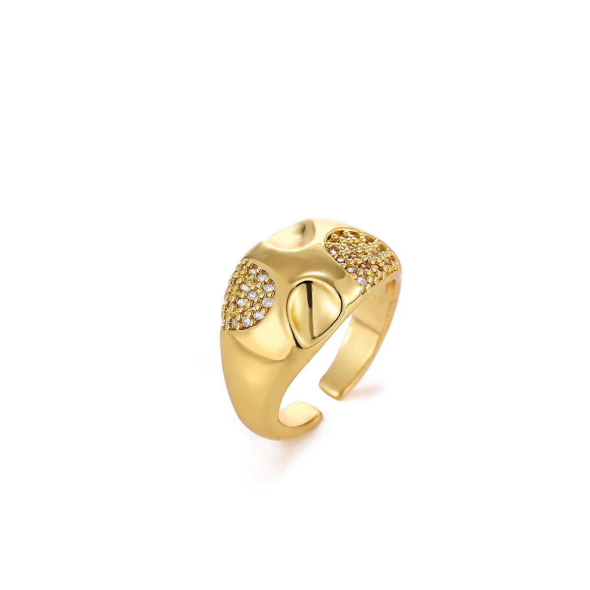 Luxury Geometric Inlaid Zircon Open Niche Trendy Ring