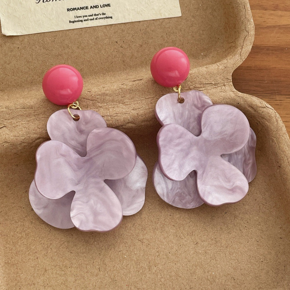 Retro Super Fairy Flowers Niche Temperament Vacation Style Mori Exaggerated Earrings