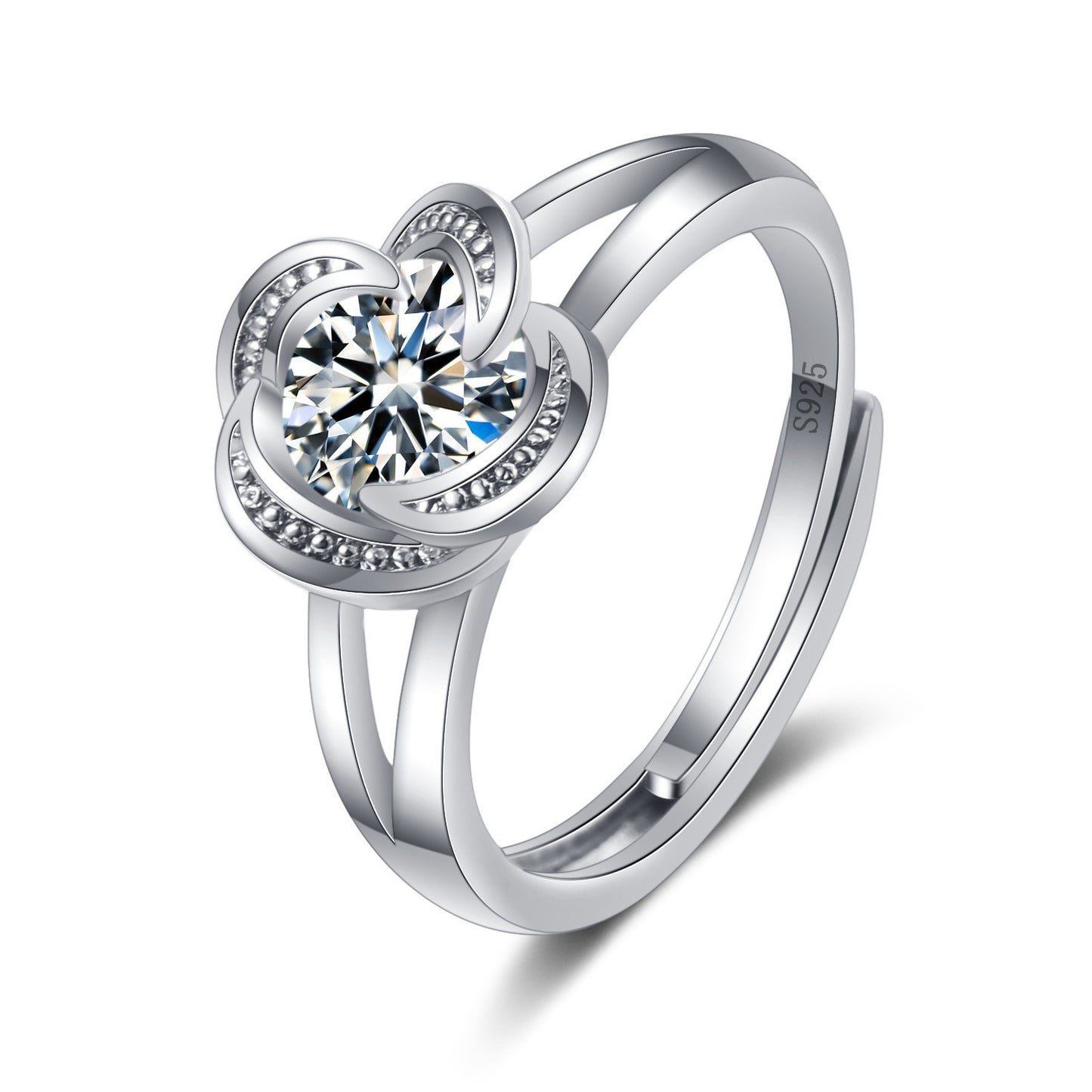 Four-leaf Clover Design Rhinestone Gift Moissanite Ring