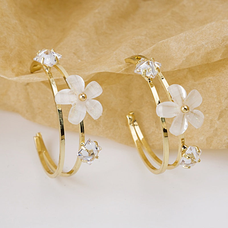 Diamond Fashion Star Moon Personality Tassel Ear Clip Stud Earrings