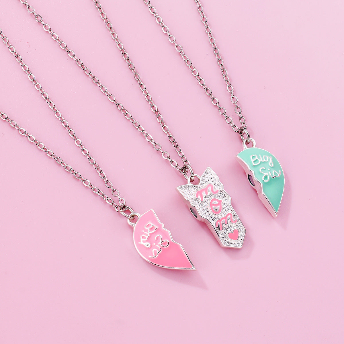 Children's Mother's Day Cartoon Heart-shaped Alloy Dripping Necklaces