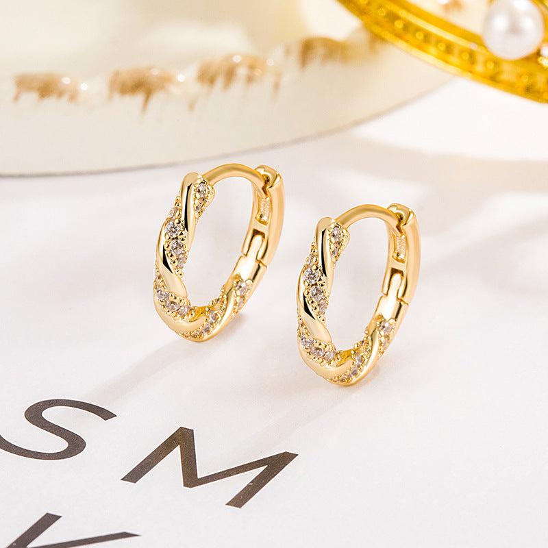 Mobius Clip Simple Korean Style Unique Hoop Zircon Earrings