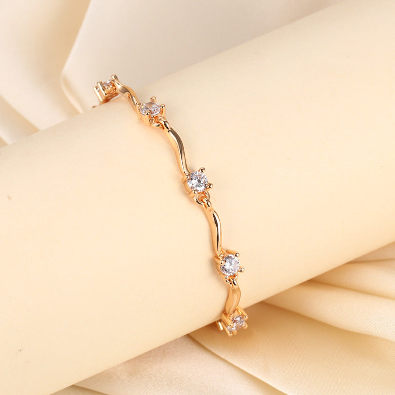Irregular Wave Design Copper Plating Ladies Bracelet