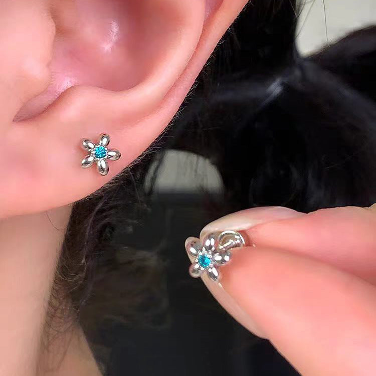 Medical Titanium Steel Four Leaf Clover Ear Screw Bone Pin Stud Earrings