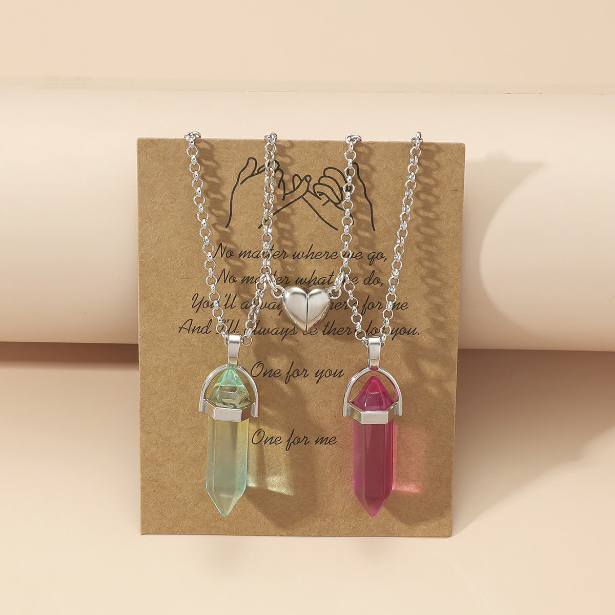 Prism Couple Magnetic Natural Stone Crystal Pendants