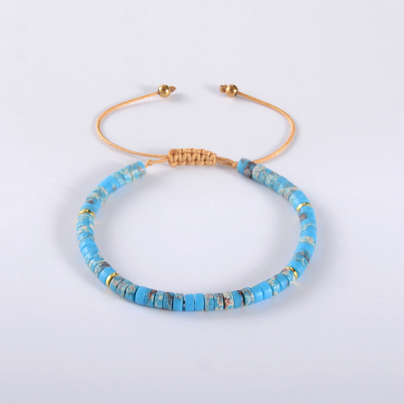 Natural Stone Spacer Beads Beaded Weave Boho Bracelet
