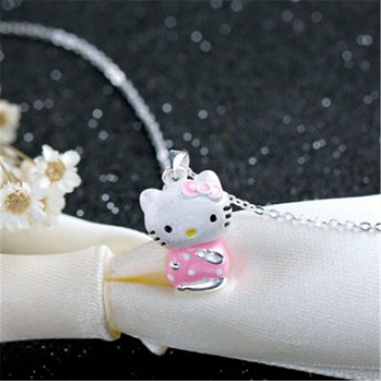 Women's Elegant Cute Cat Pink Epoxy Necklaces