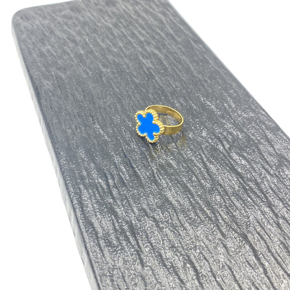 Five-leaf Flower Titanium Steel Parthenocissus Grass Ring