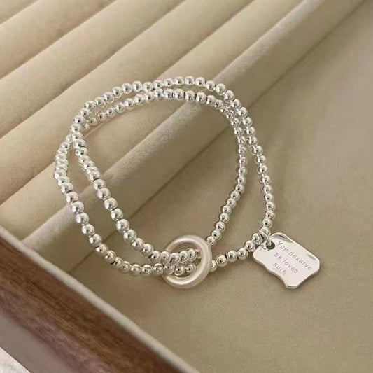 You Deserve To Be Loved Double Layer Sliver Beads Letter Bracelet