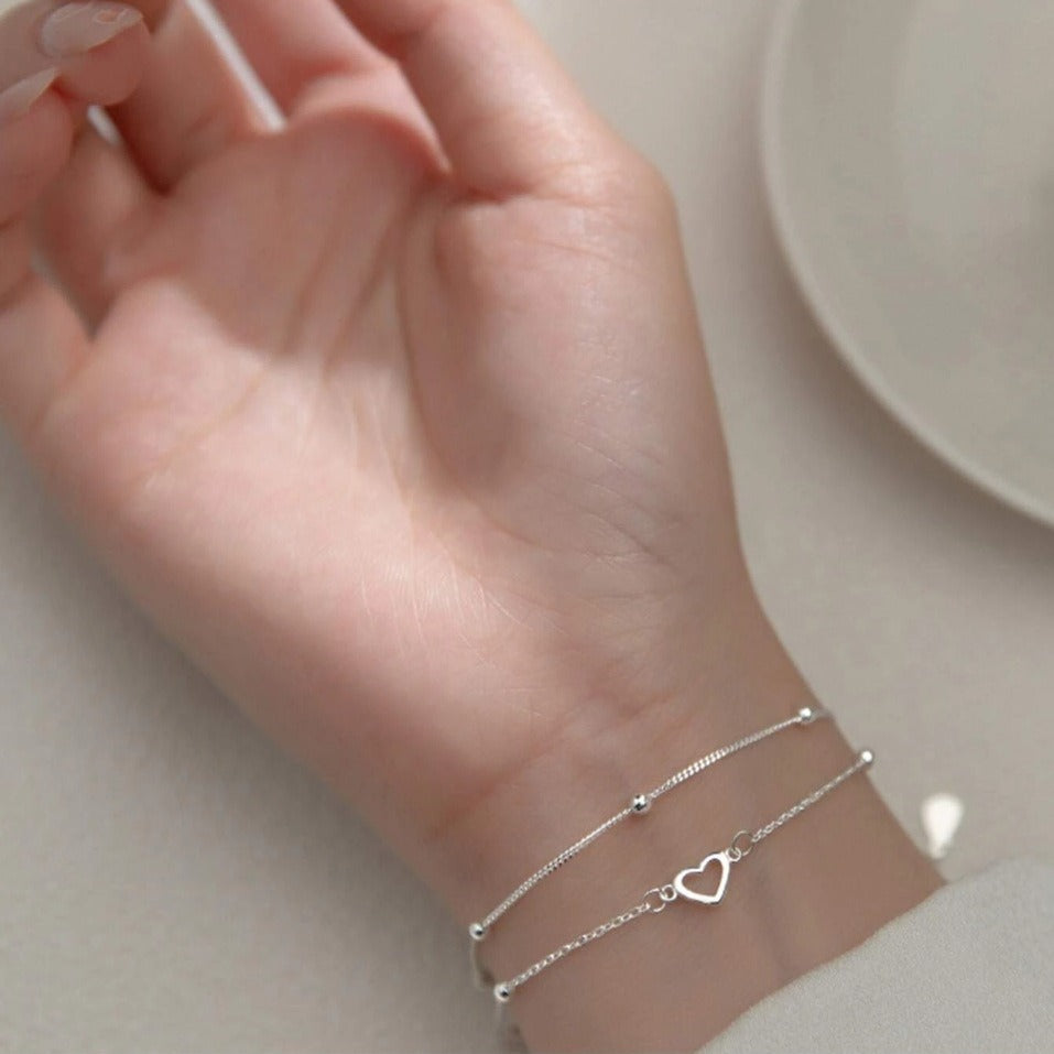 Delicate Heart Elegant Double Layer Clip Bracelets