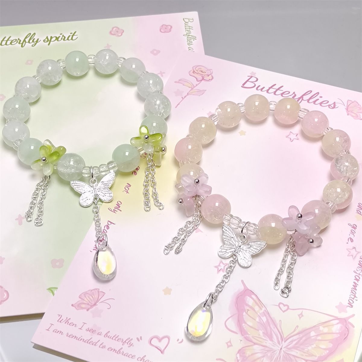 Style Crystal Peach Blossom Butterfly Water Drop Female Niche Design Bracelet