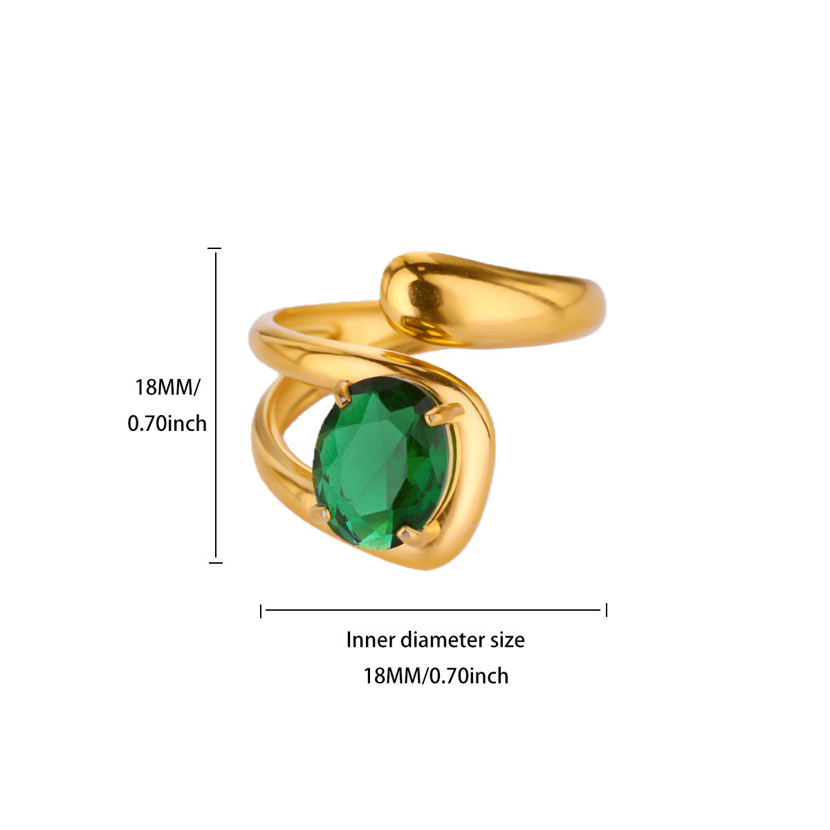 Women's Gold-plated Stainless Steel Geometric High-grade Open Ring
