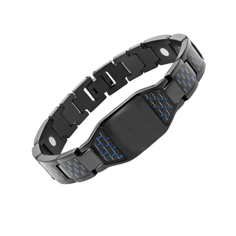 Men's Titanium Steel Gold-plated Carbon Fiber Magnet Bracelets