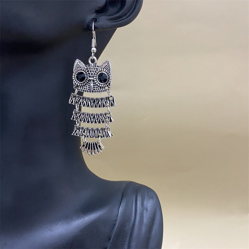 Owl Cute Colorful Retro Ethnic Style Exotic Earrings