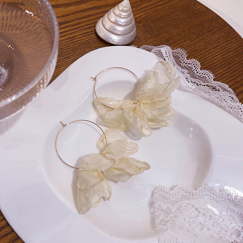 Women's Indie Pop Style Pink Lace Flower Summer High Sense Sweet Earrings
