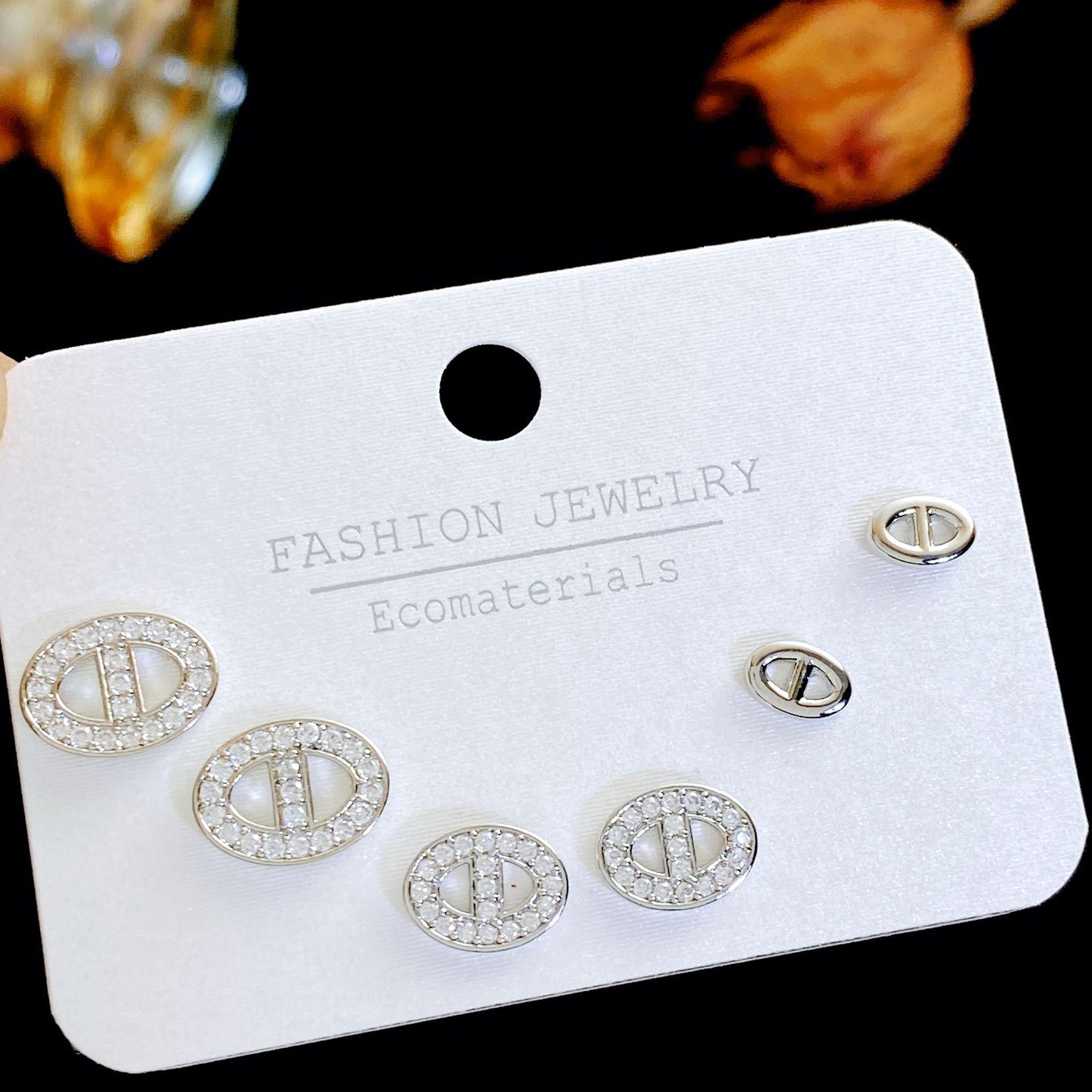 Women's Needle Simple Series Three Pairs Storage Ear Rings