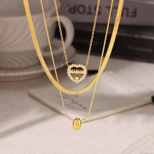 Personalized Letter Heart Shape Diamond Twin Necklaces