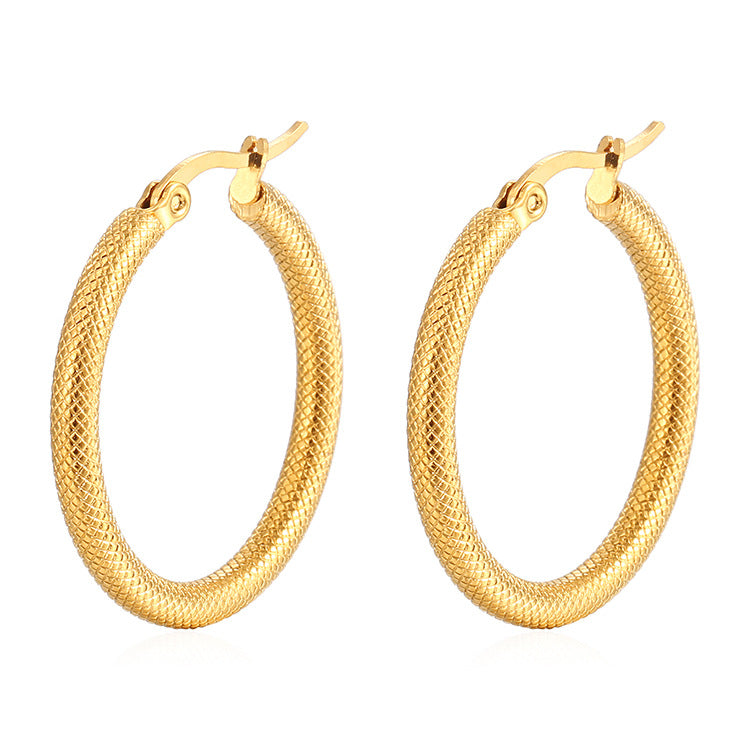 Women's Stylish Round Pattern Stainless Steel Trendy Earrings