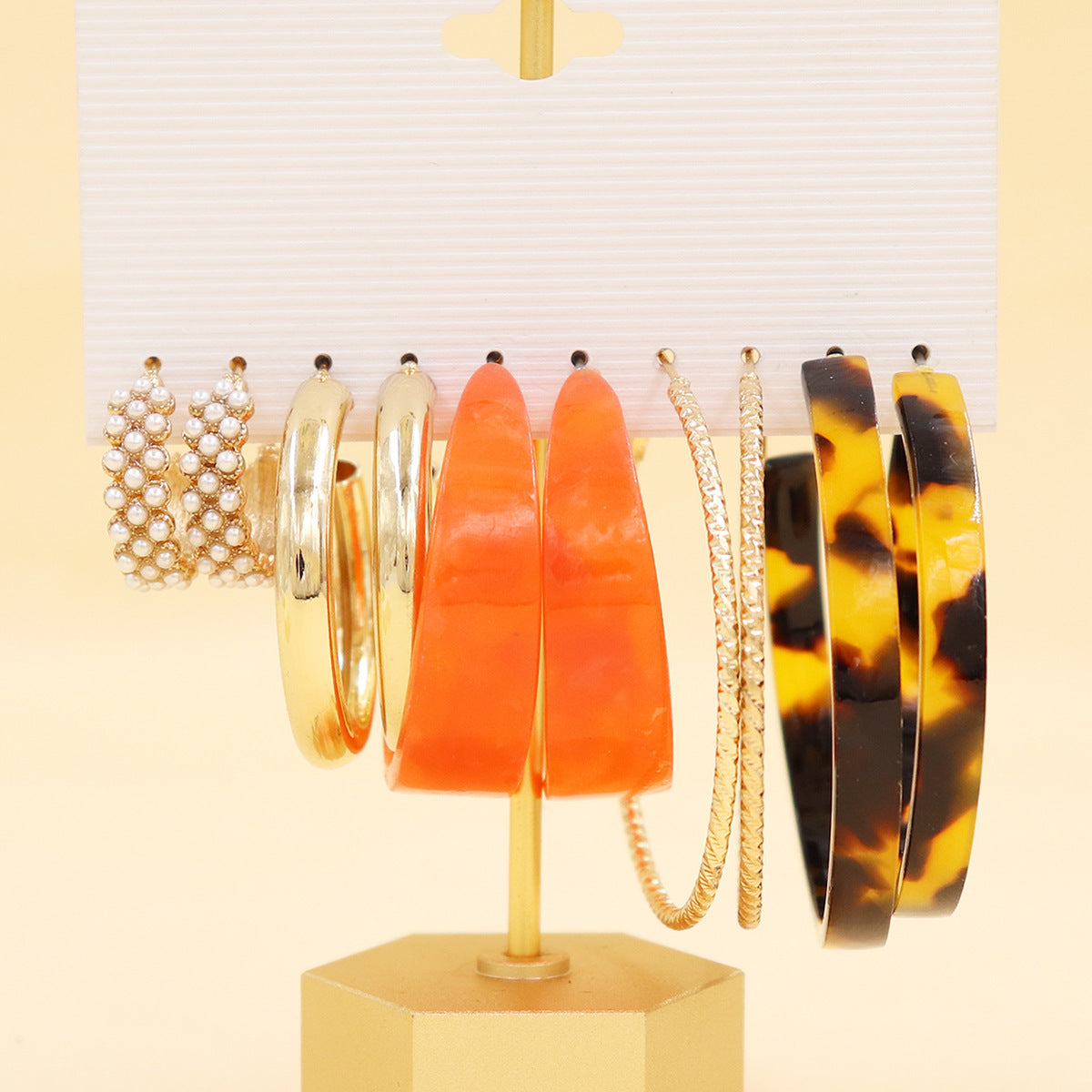 Women's Color Resin Leopard Print Pairs Retro Fashion Earrings