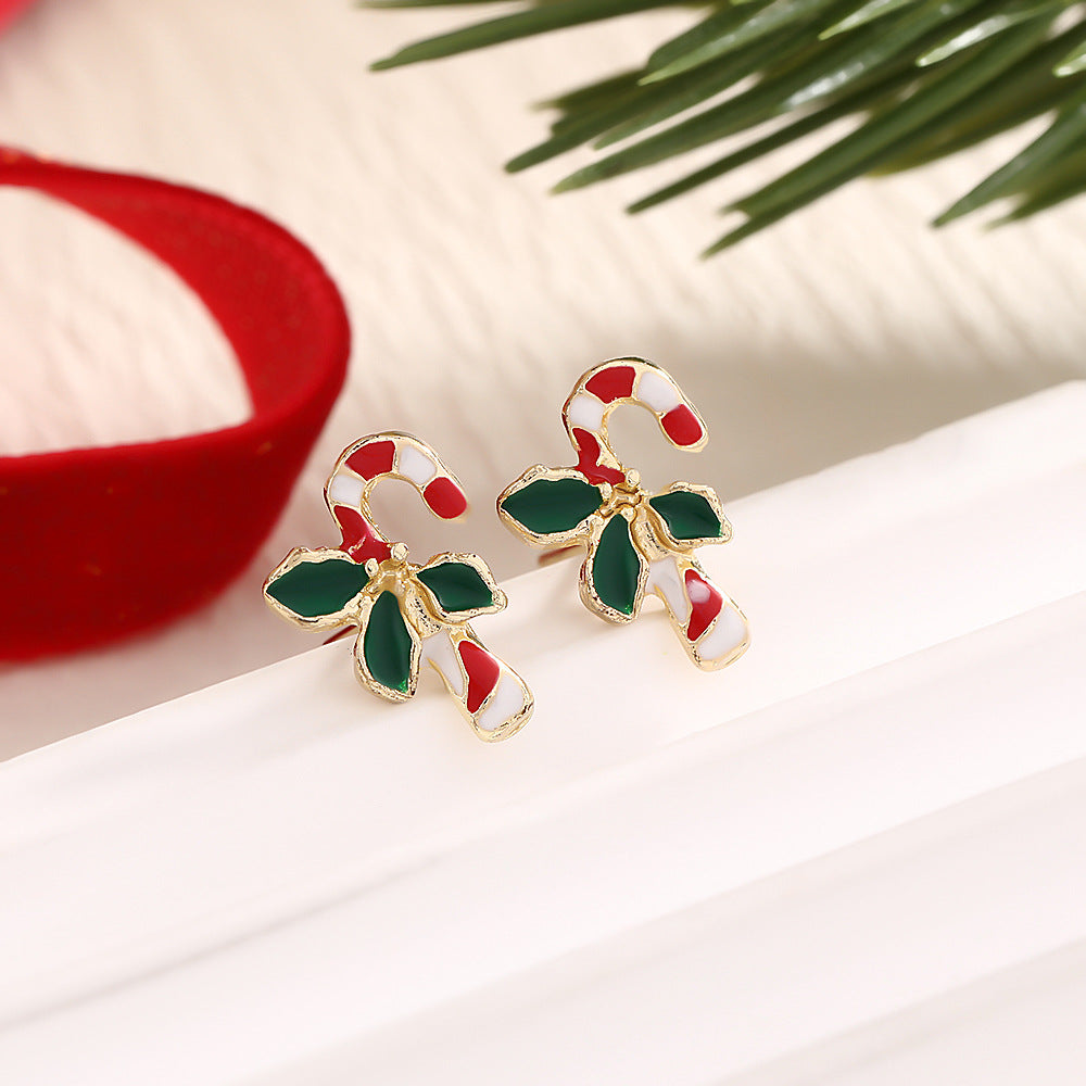 Fashion Elk Tree Snowflake Rhinestone Personalized Stud Earrings