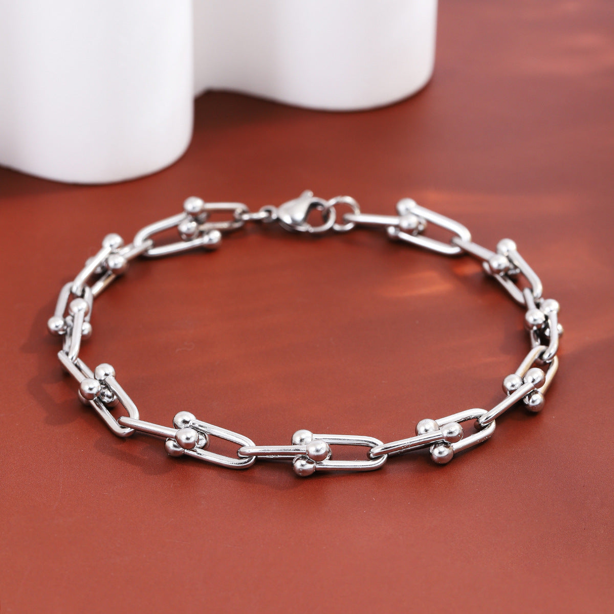 Women's & Men's Stainless Steel U-shaped Horseshoe Chain Ornament Bracelets