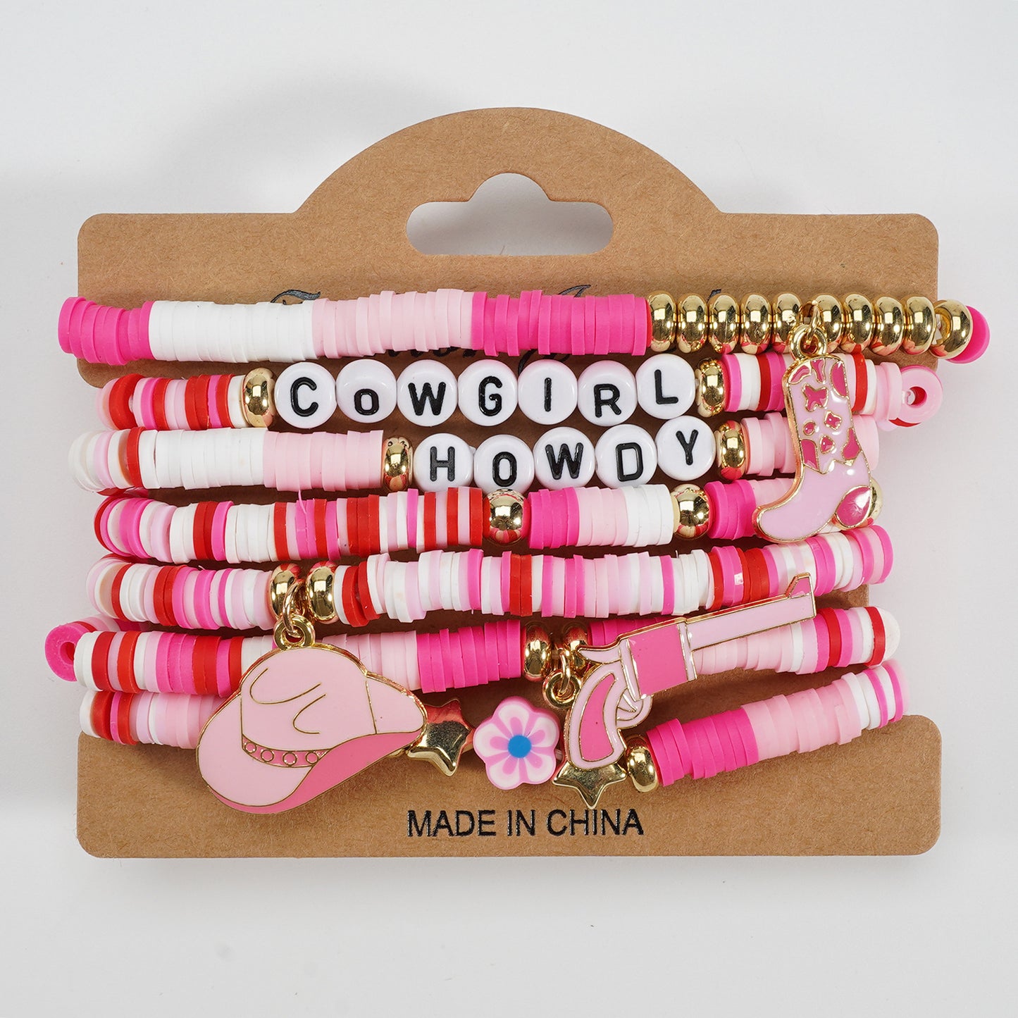Western Cowboy Colorful Twin Letters Polymer Clay Bracelet