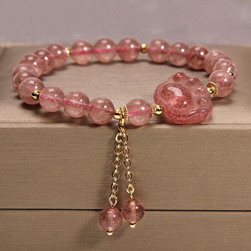 Freshwater Pearl Female Strawberry Quartz Fishtail Bracelets