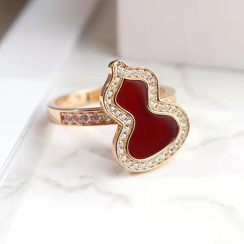 Red Agate Gourd Female Couple Full Rings