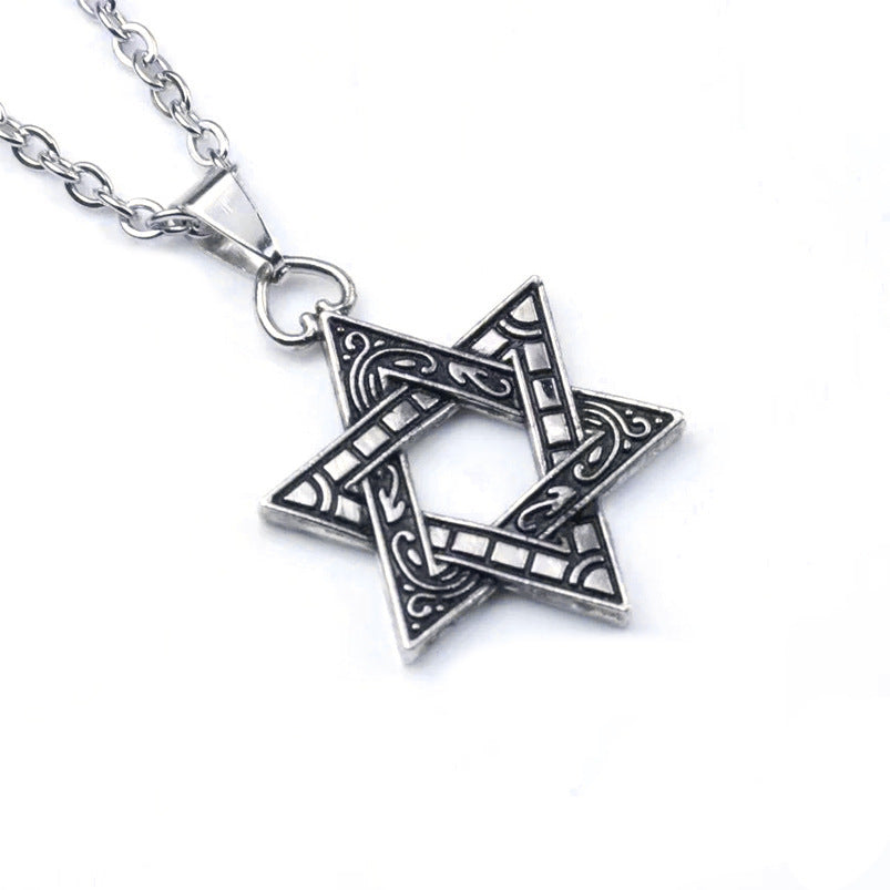 Men's Six-pointed Star Stainless Steel Titanium Fashion Hip Necklaces