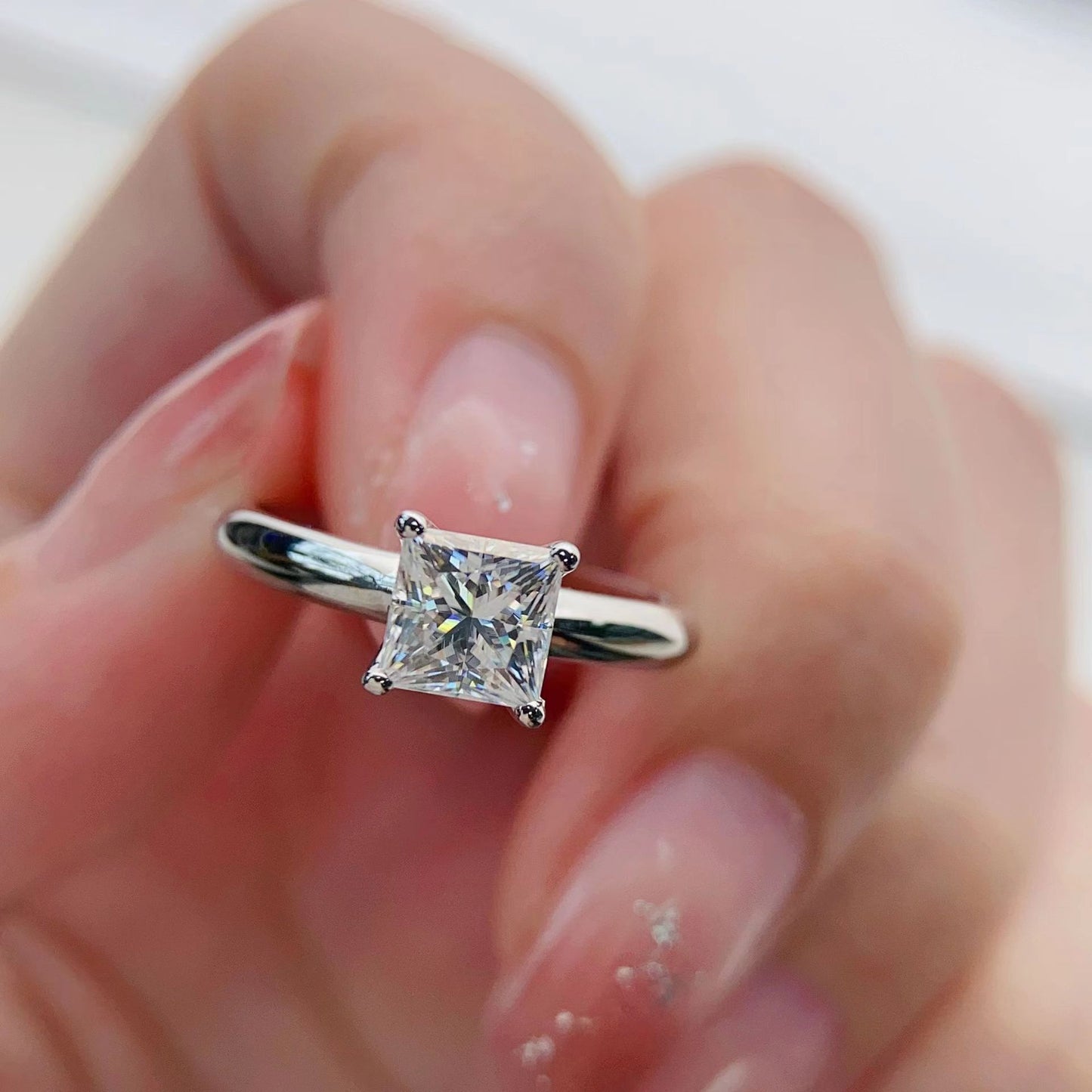 Inlaid Square Zircon Diamond Female Wedding Fashion Rings