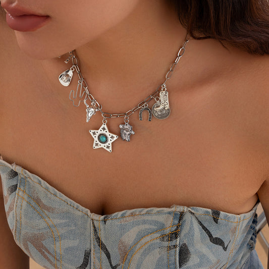 Ox Head Western Style Short Clavicle Chain Retro Ethnic Necklaces