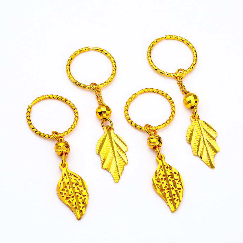 Twist Leaf-shaped Ear Vietnam Placer Gold Maple Leaf Earrings