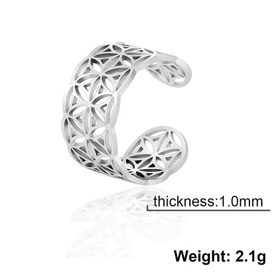 Women's Adjustable Stainless Steel Sacred Geometric For Charm Rings