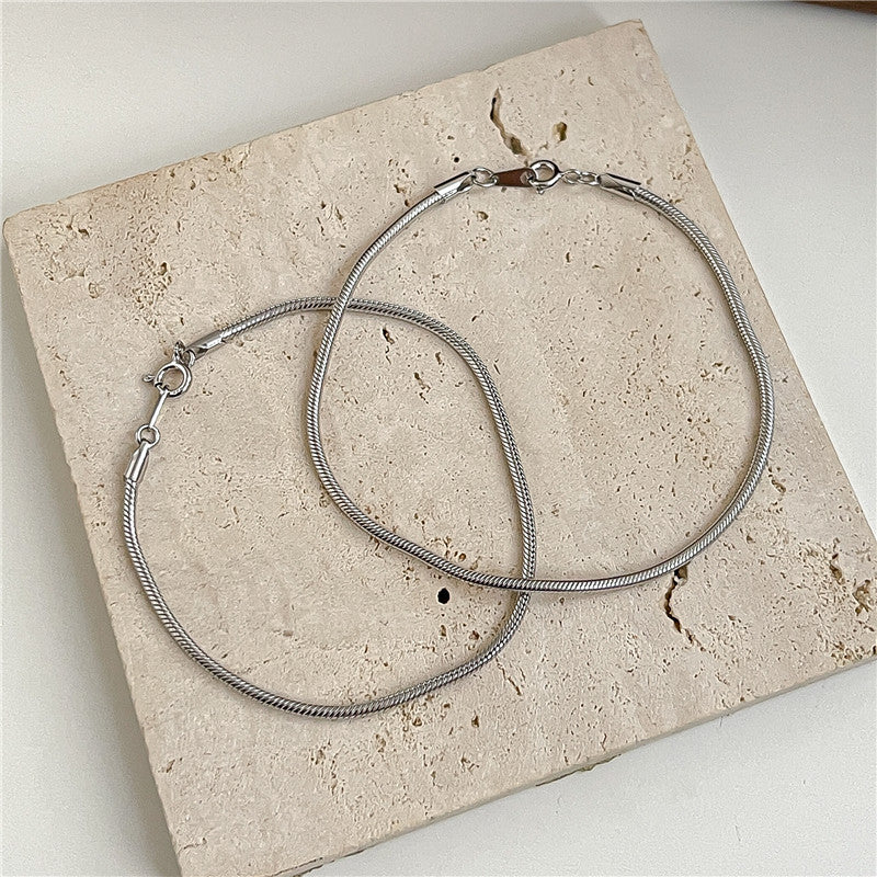 Sterling Sier Snake Bone Design Glossy Korean Style Simple Cold Bracelet